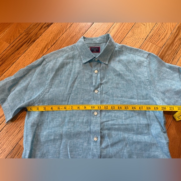 UNTUCKit Shirt Men’s Size M Light Blue 100% Linen Button Up Short Sleeve Shirt - Picture 8 of 11